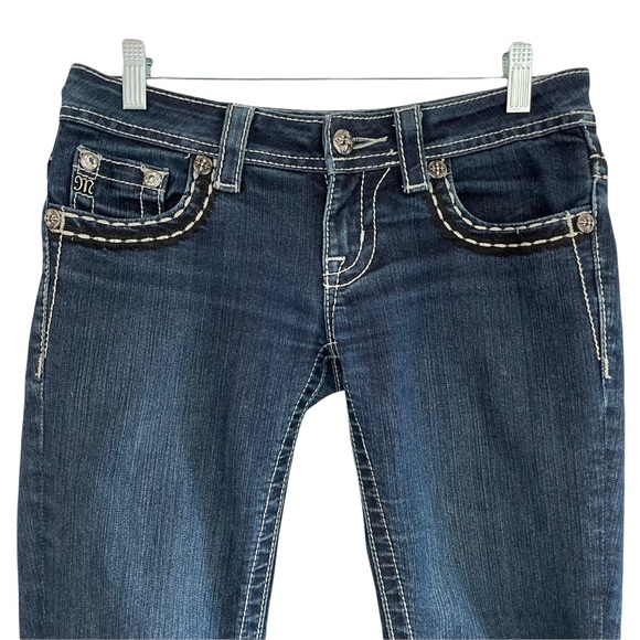 Miss Me Skinny Jeans Embellished Bling Flap Pockets Buckle 26 - Picture 4 of 9